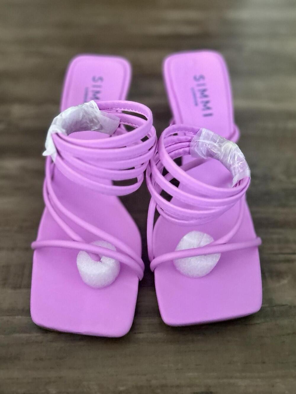 Simmi London Alisa Pinkish Purple Strappy Wraparound Sandals Size 8